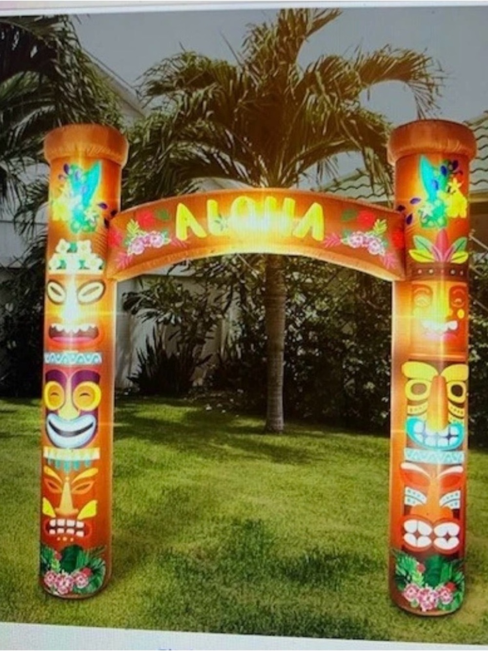Inflatable Tiki Archway - Bright Orange Aloha Entry